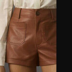 NEW Maeve x Anthropologie The Colette faux leather shorts in brown
